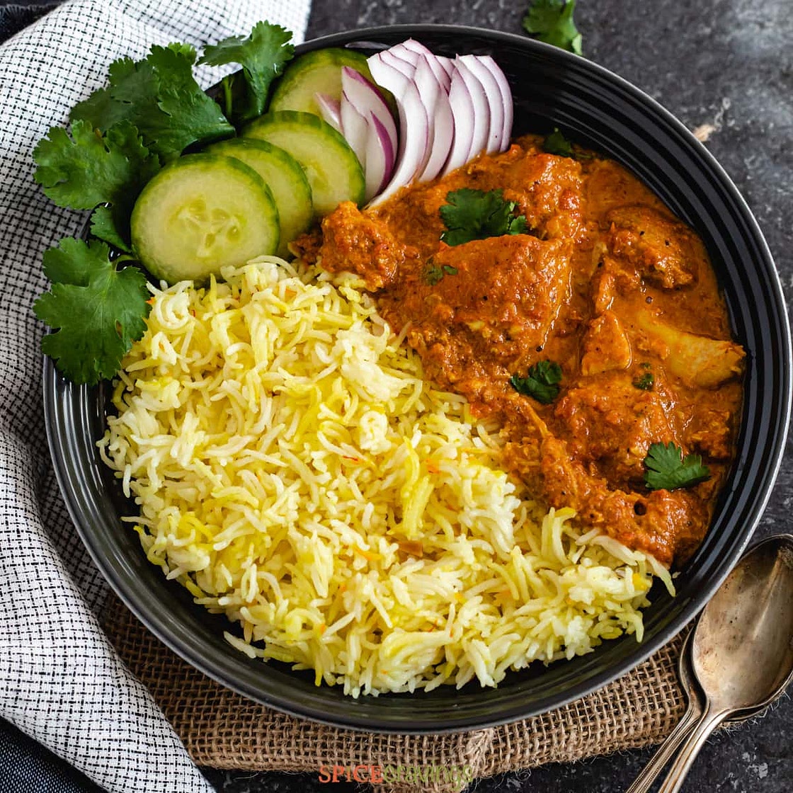 Easy Instant Pot Butter Chicken and Saffron Rice