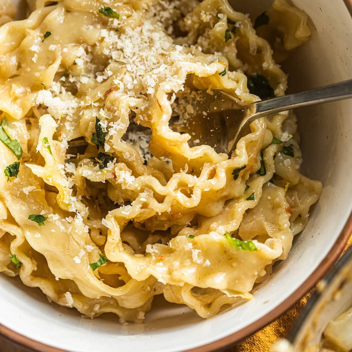 Mafaldine Pasta with Caramelized Cabbage