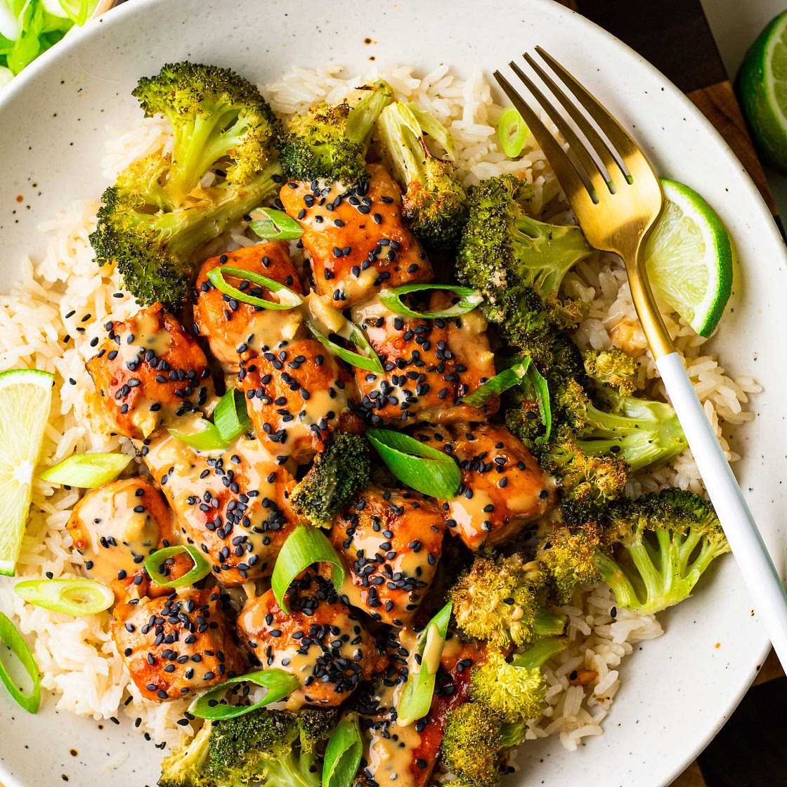 Spicy Maple Salmon Bites with Broccoli