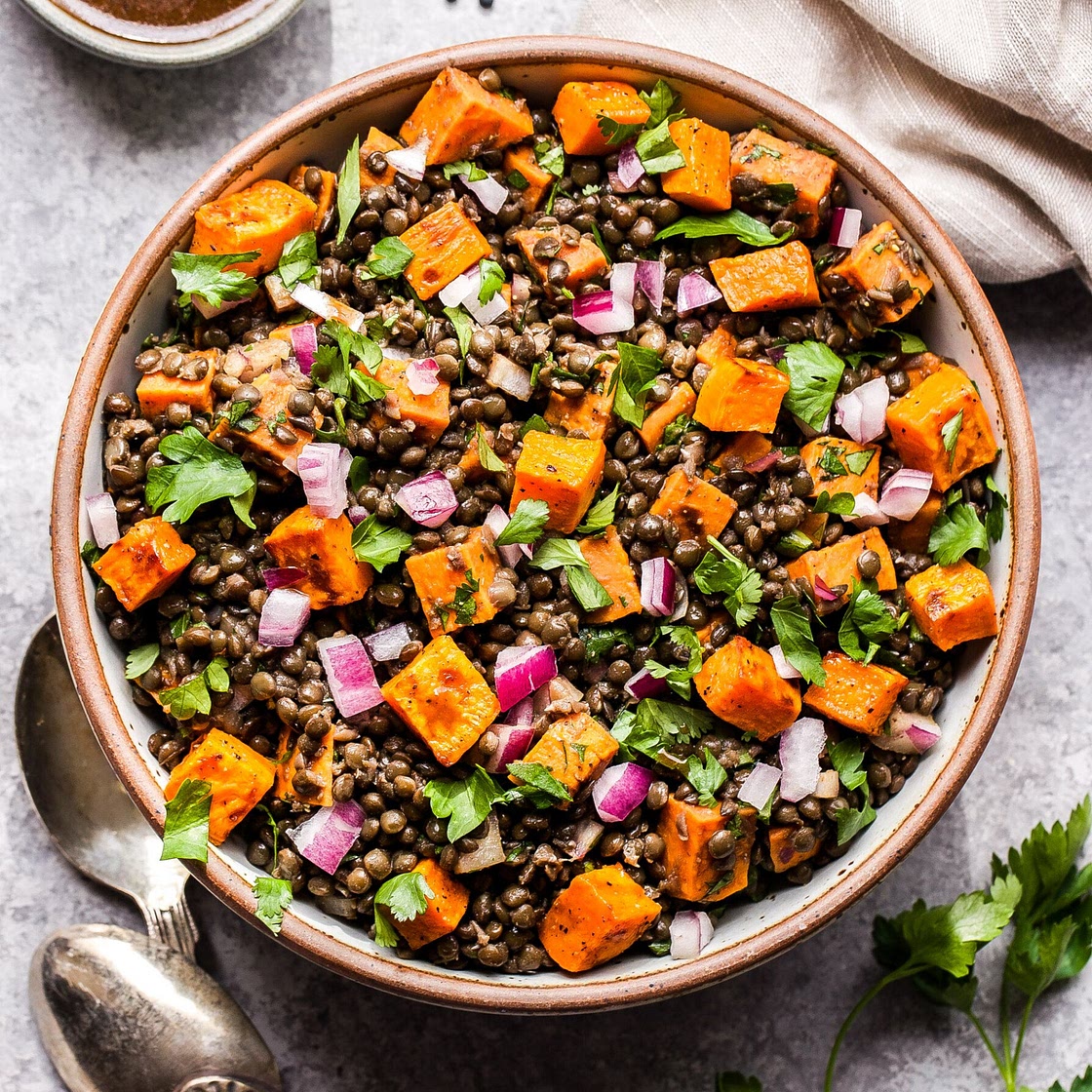 Roasted Sweet Potato Lentil Salad