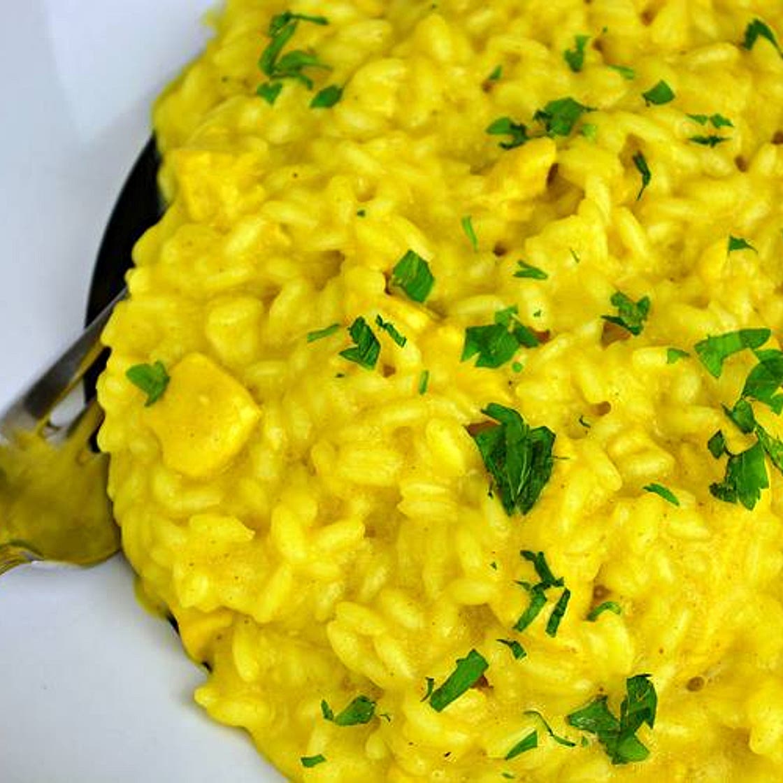 Risotto de pollo al curry