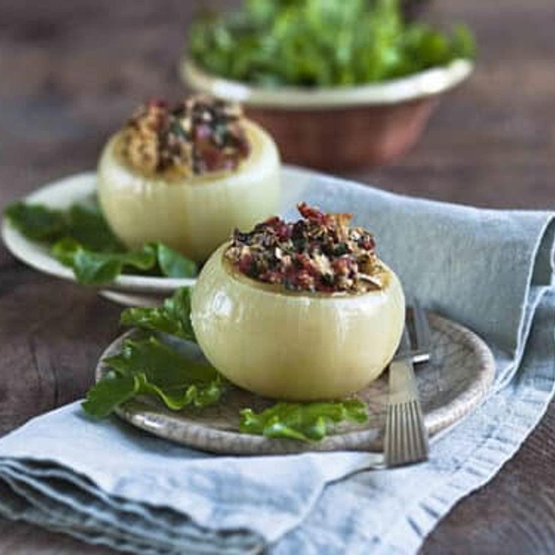 Oignons farcis aux champignons