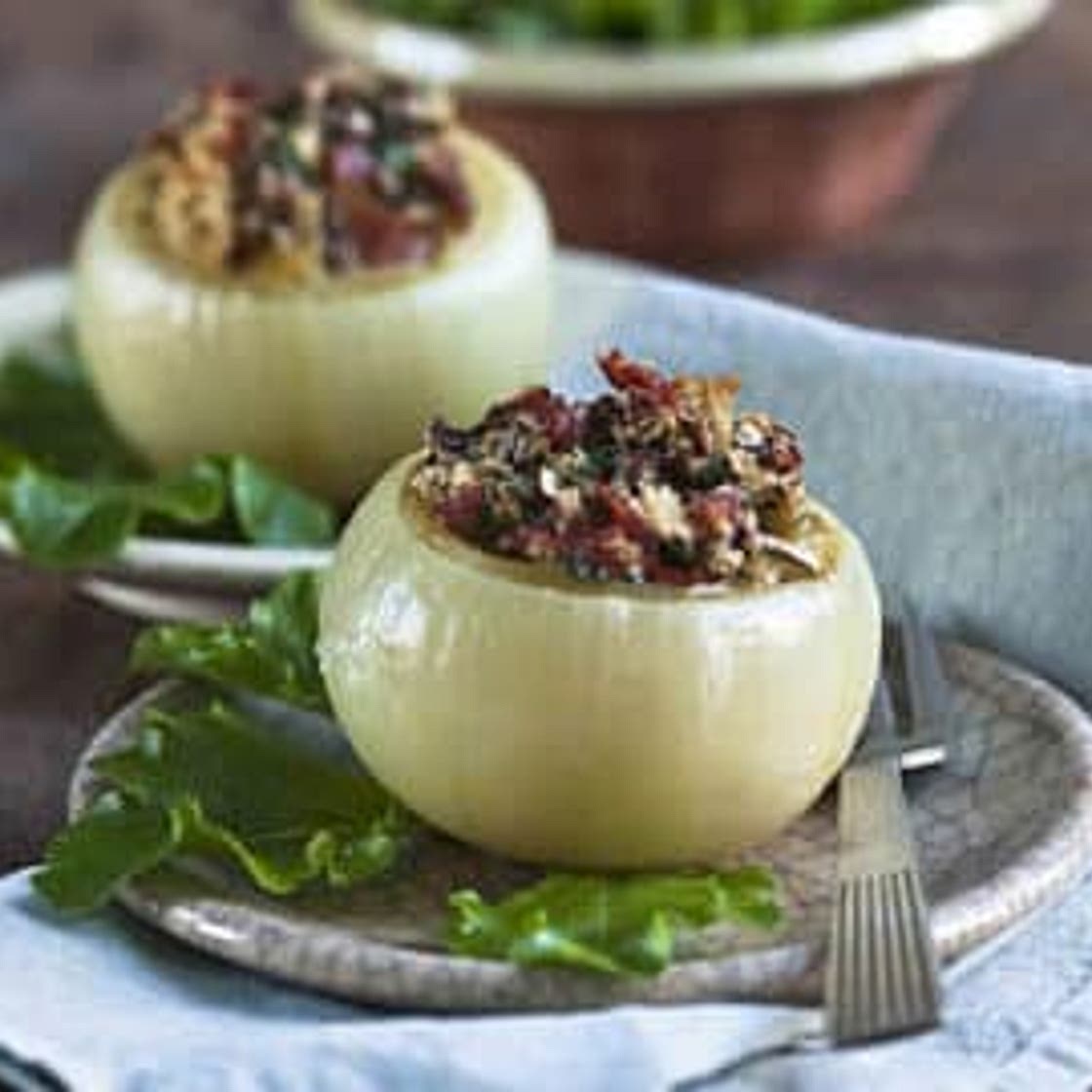 Oignons farcis aux champignons