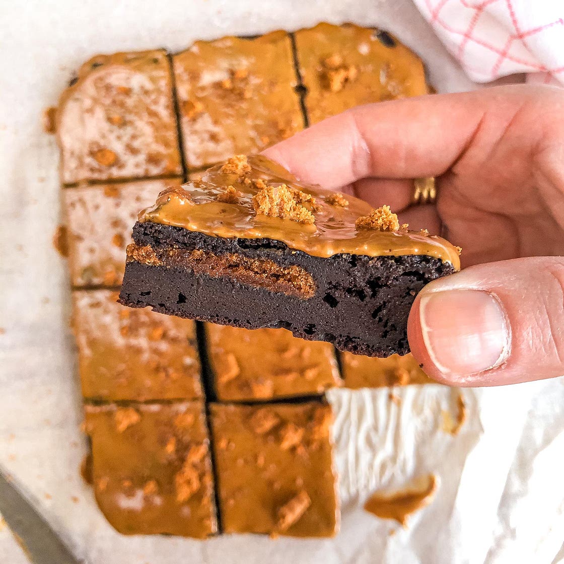 Protein Lotus Biscoff Brownie