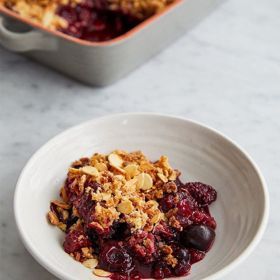 Frozen fruit & almond crumble