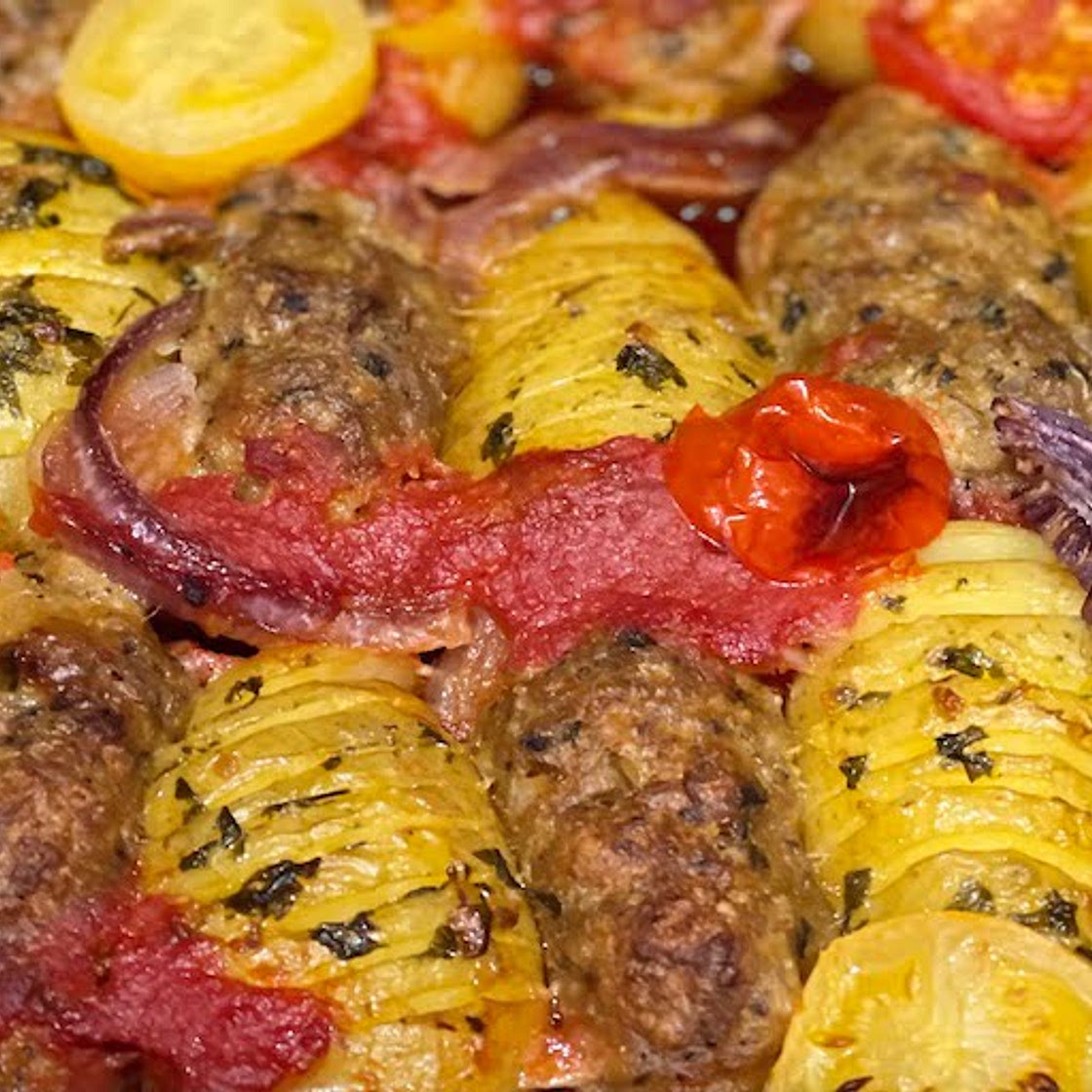 Turkish Meatballs with Hasselback Potatoes