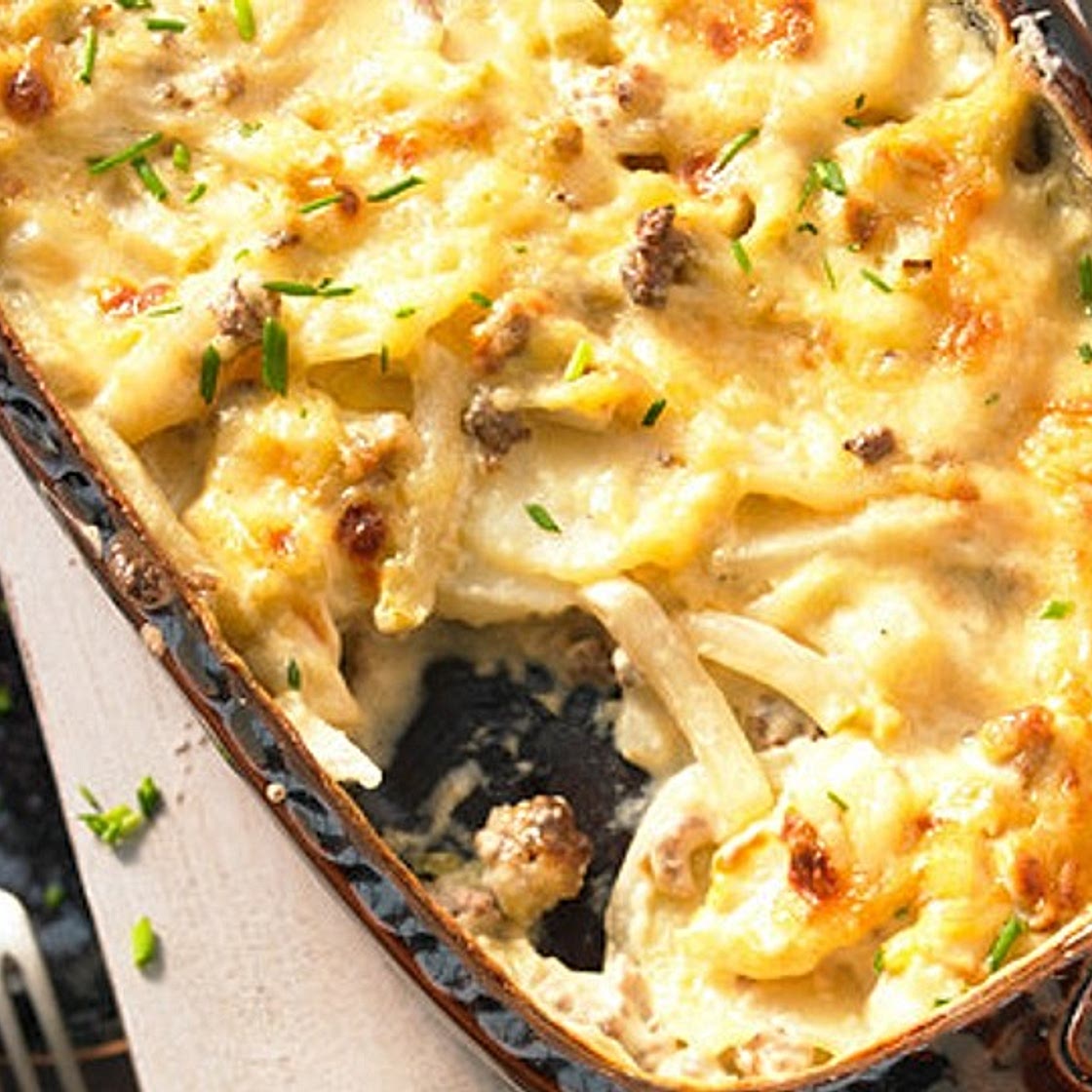 Kohlrabi-Kartoffel-Hackfleisch-Gratin