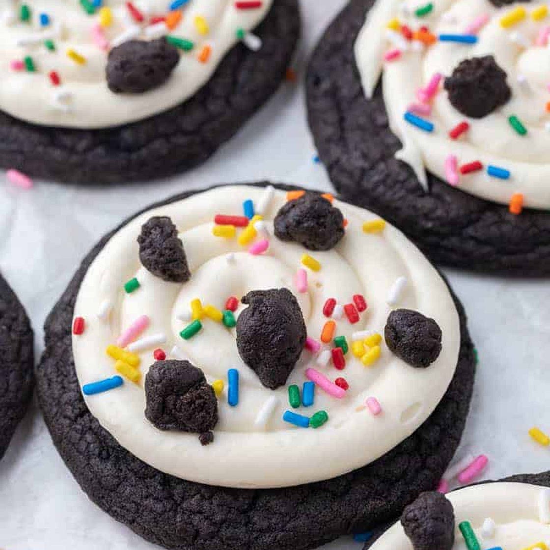 Oreo birthday cake cookies Crumbl copycat