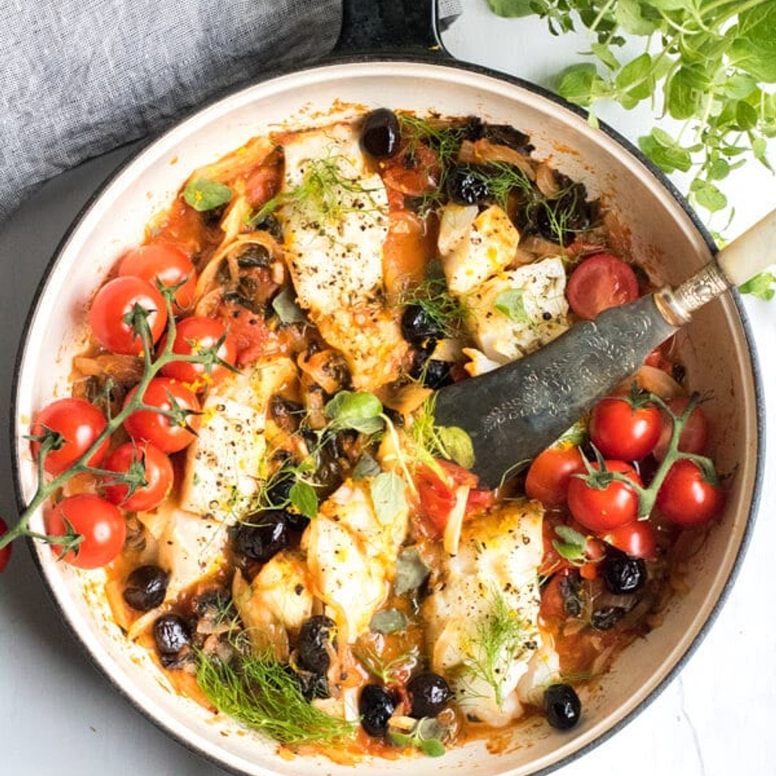 Easy One Pan Mediterranean Cod