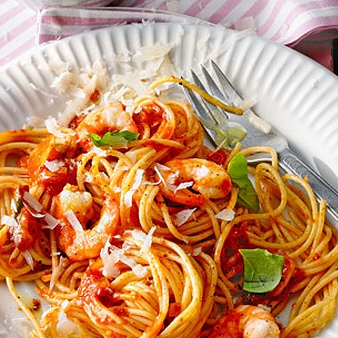 Spaghetti aglio olio e scampi
