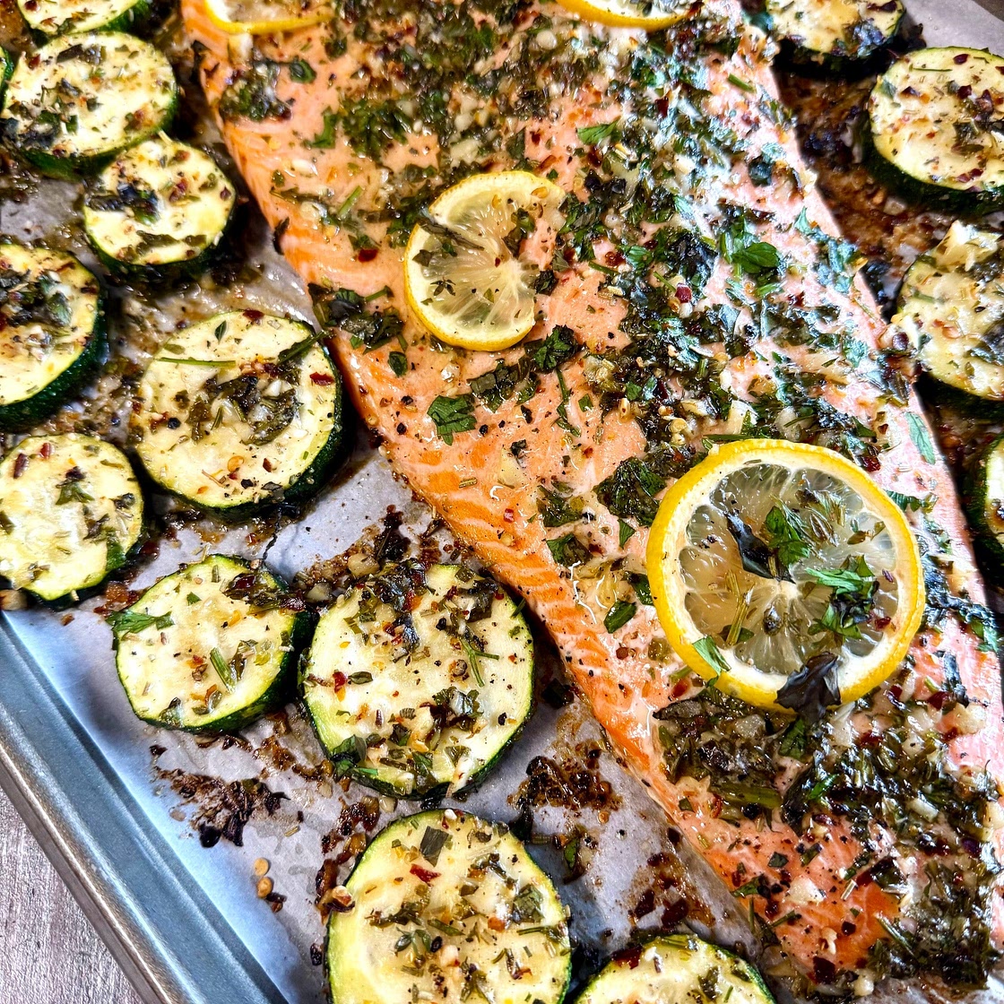 Garlic Herb Salmon and Zucchini