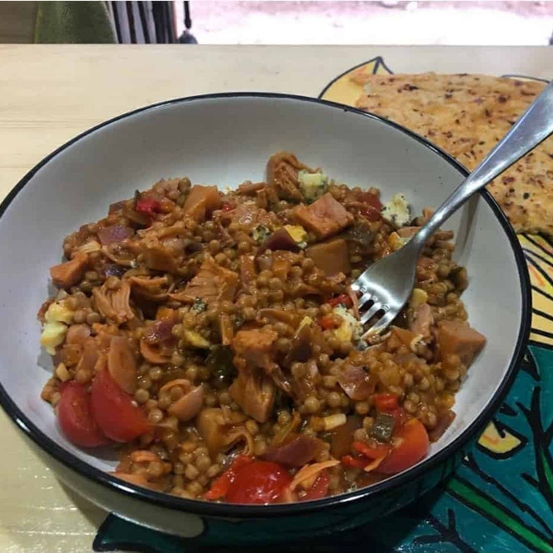 Jackfruit with spicy tomato couscous