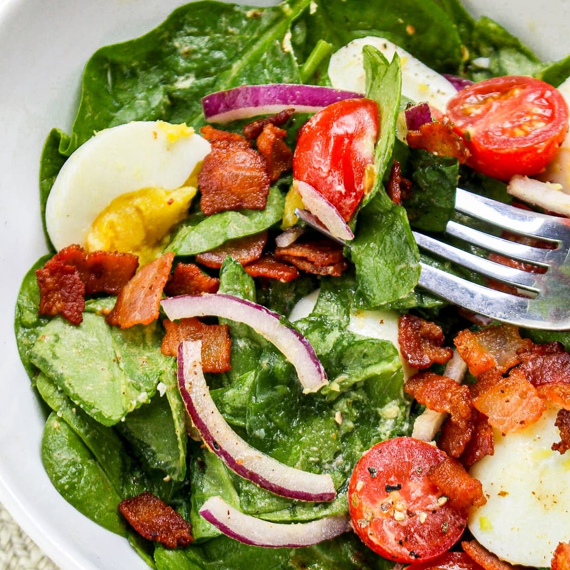 Spinach Salad with Warm Bacon Salad Dressing Recipe