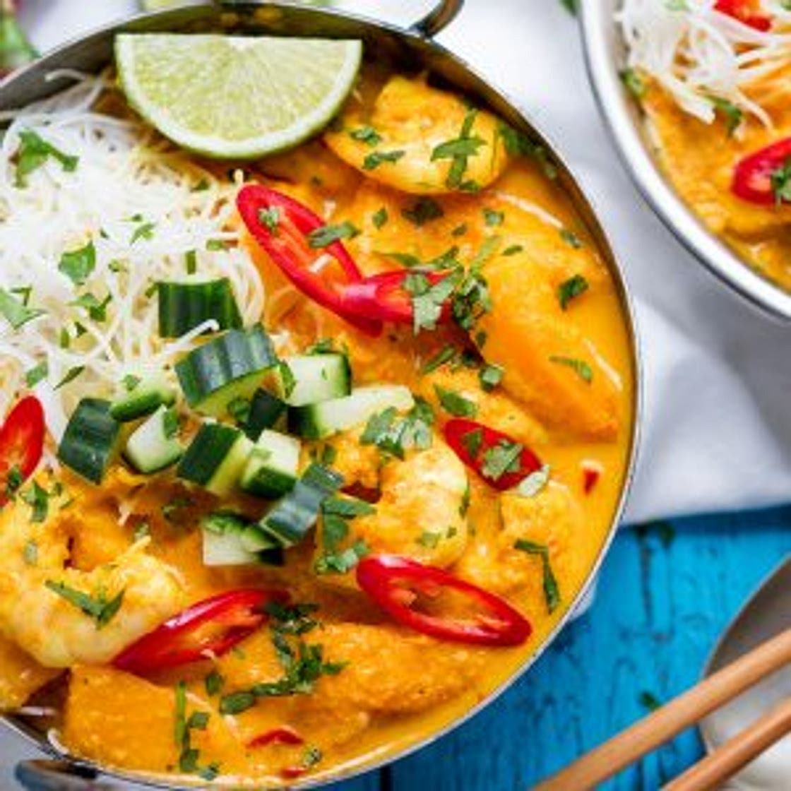 Prawn and Mango Curry Noodle Bowl