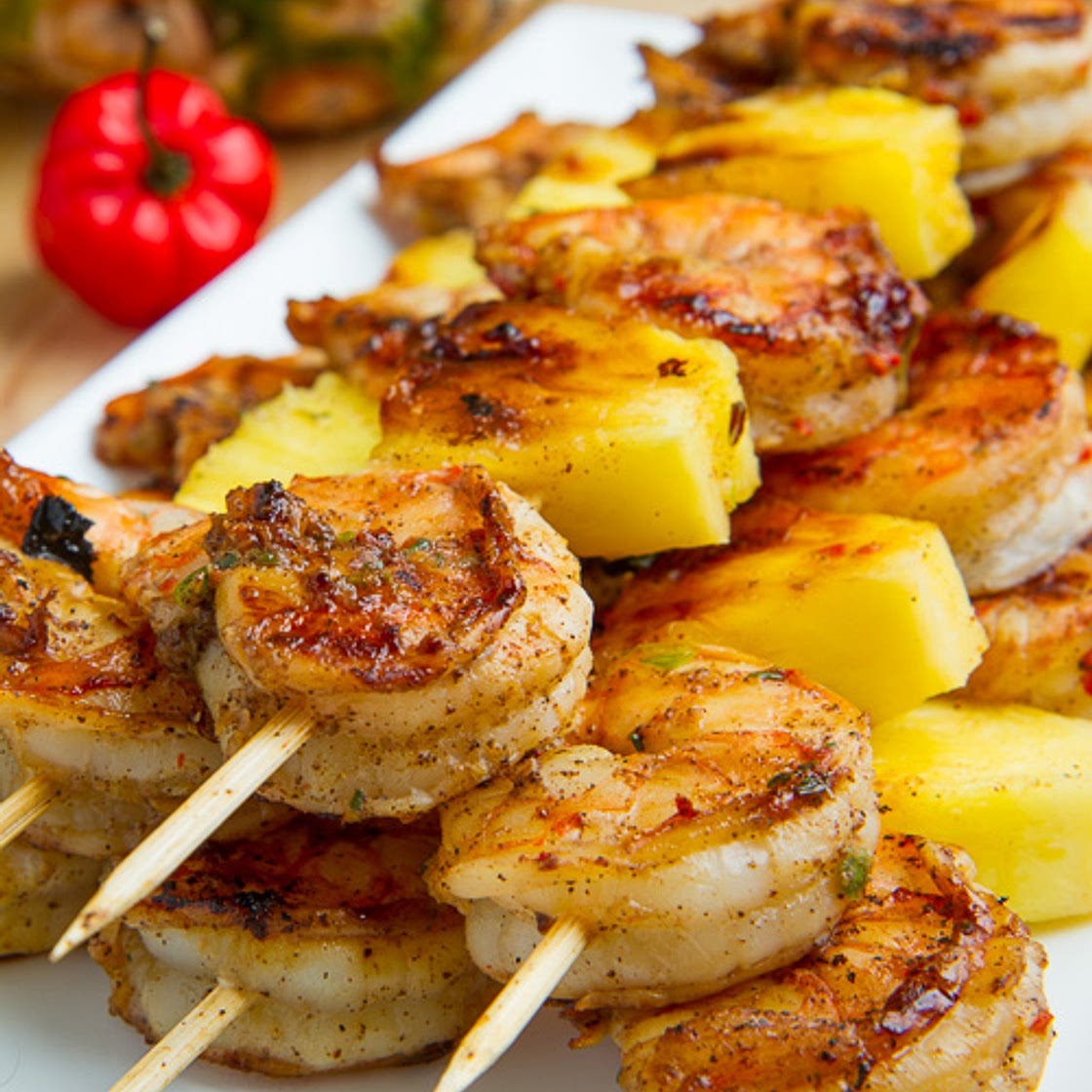 Grilled Jerk Shrimp and Pineapple Skewers