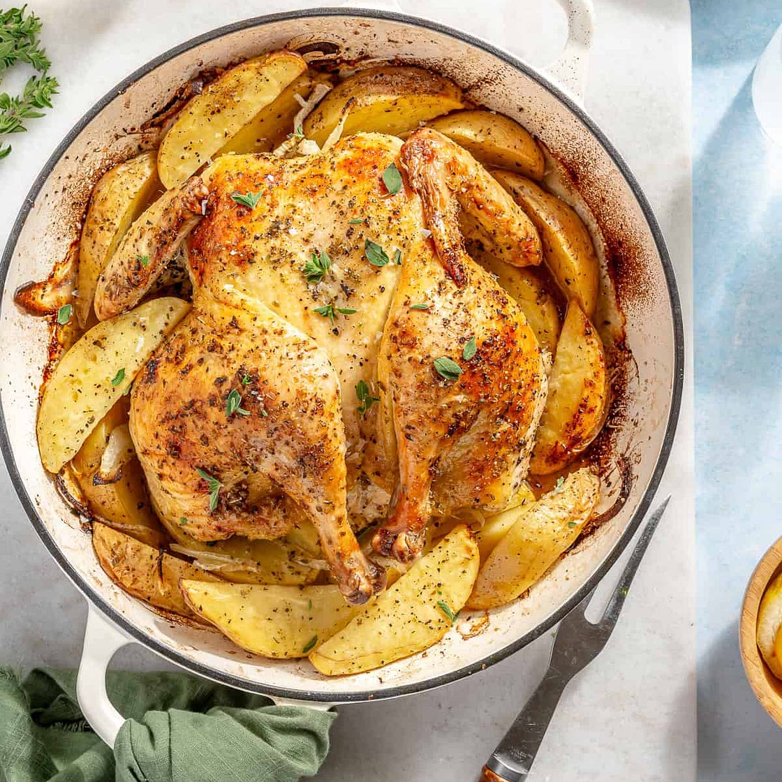 Whole Roasted Greek Chicken and Potatoes