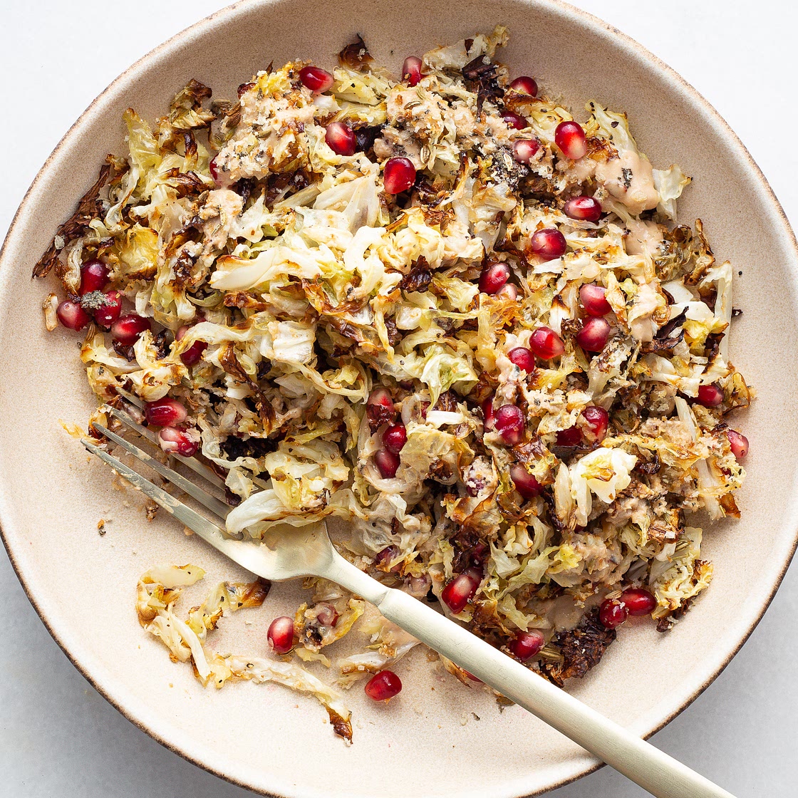Crispy Cabbage Salad with Maple Tahini Dressing