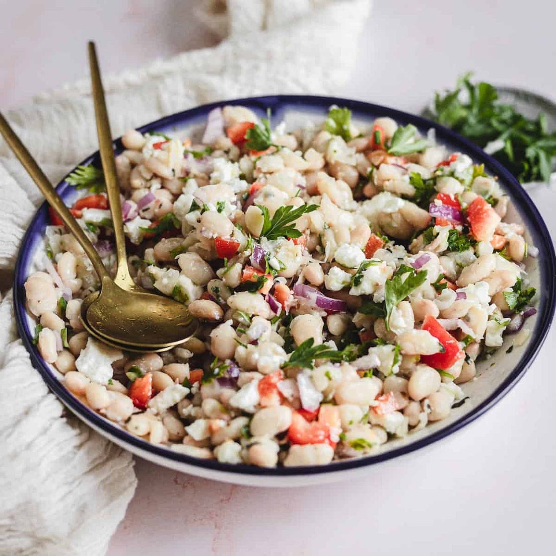Mediterranean white bean salad with feta