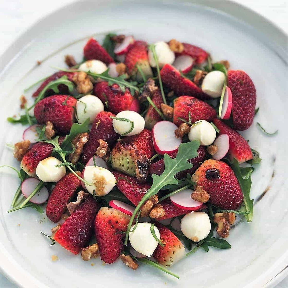 Summer Strawberry Salad with Bocconcini and Rocket