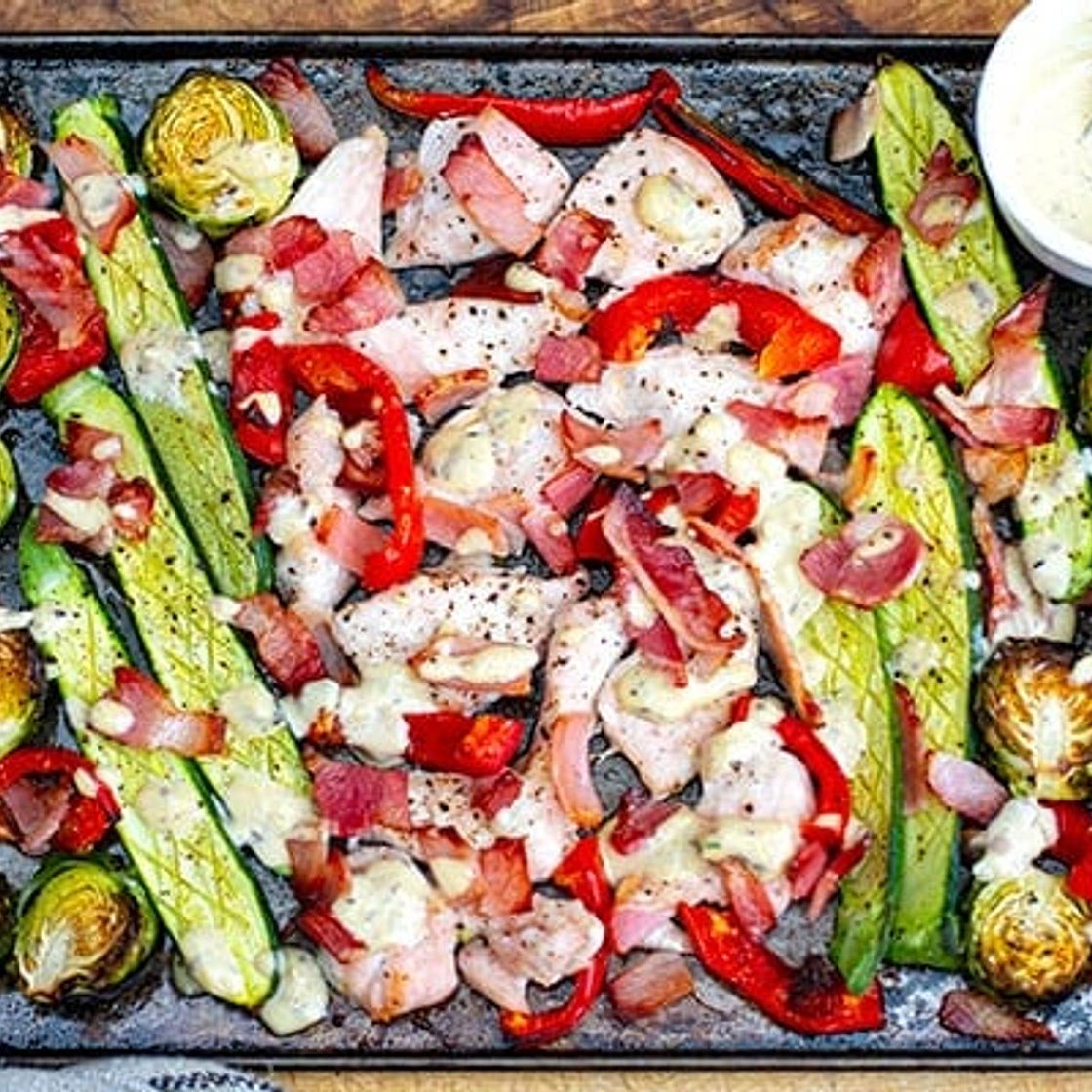 Caesar Chicken Sheet Pan Dinner (Paleo, Whole30, Keto)