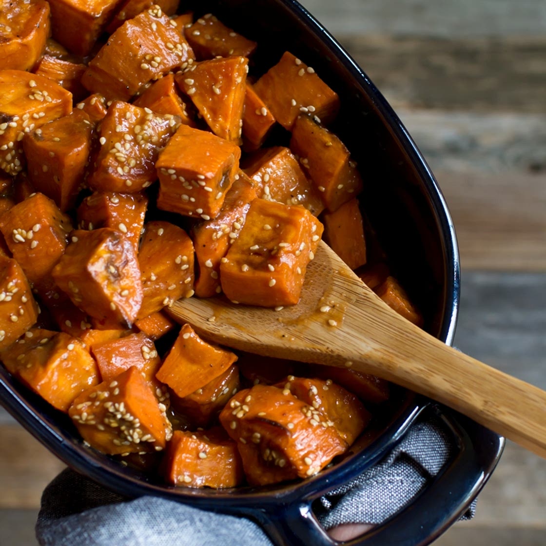 Miso Glazed Sweet Potatoes