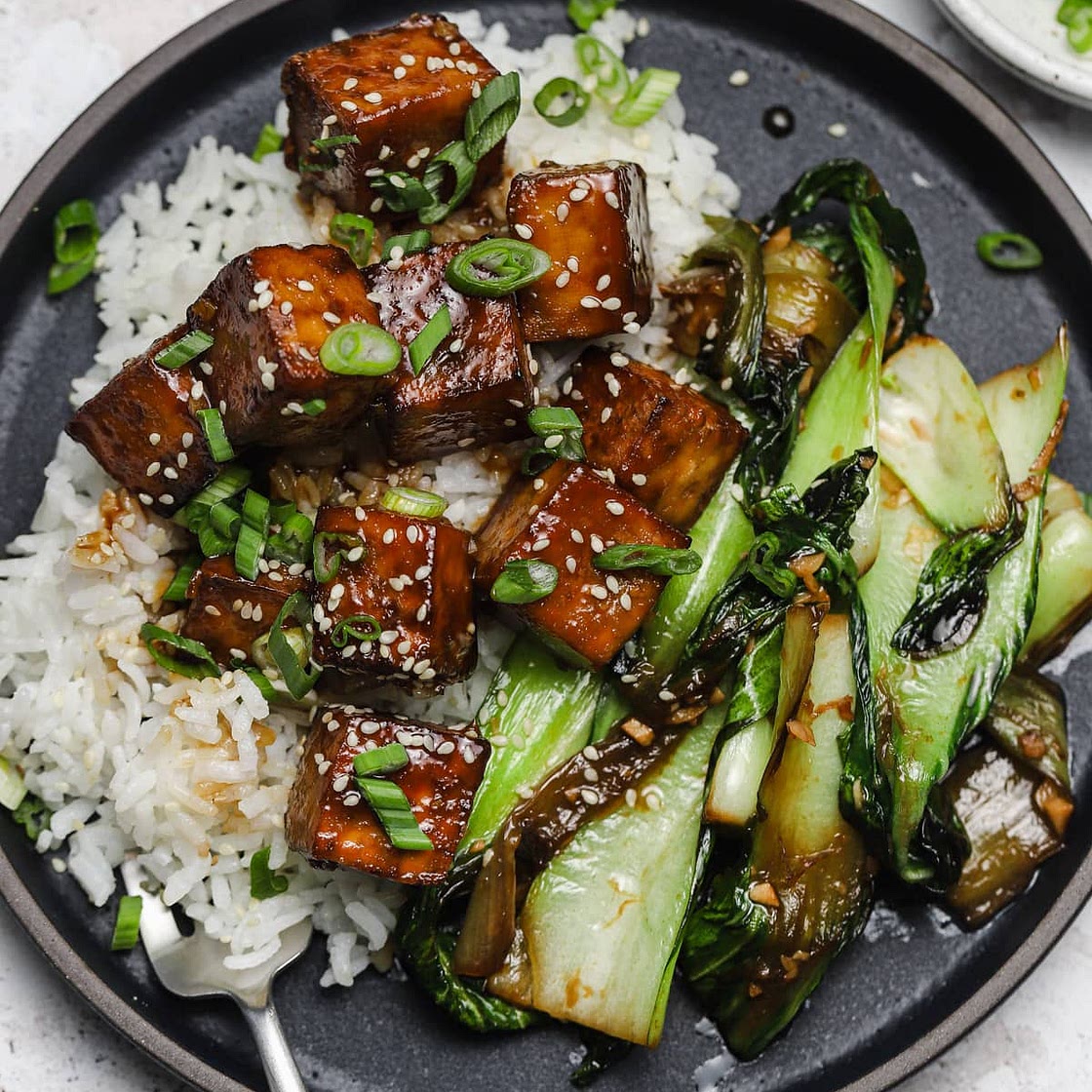 Crispy Oven-Roasted Tofu with Sweet, Spicy Glaze