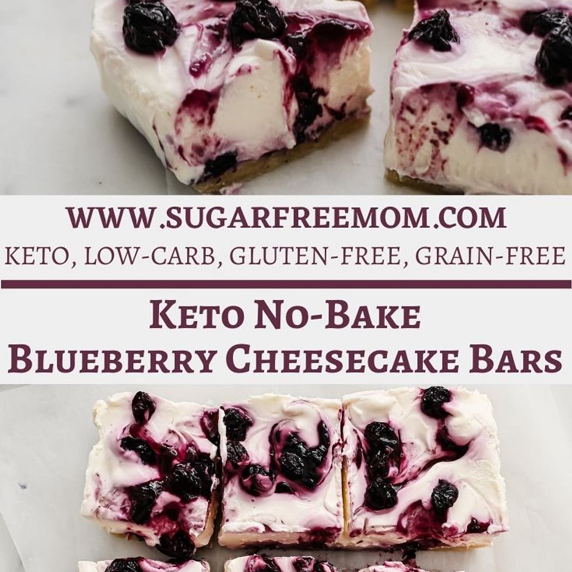 Keto No-Bake Blueberry Cheesecake Bars