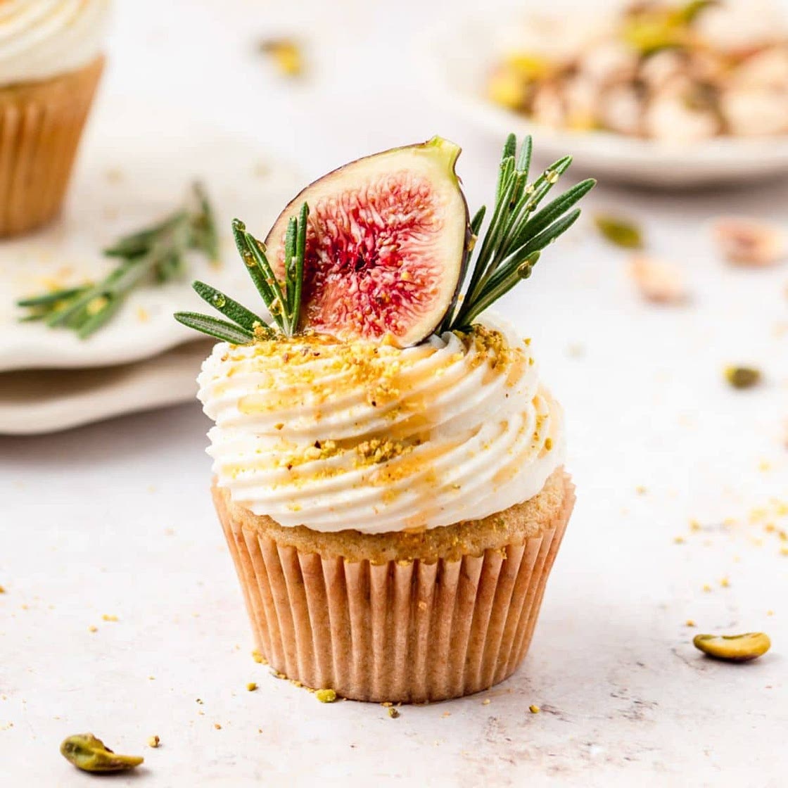 Fig Olive Oil Cupcakes with Mascarpone Frosting