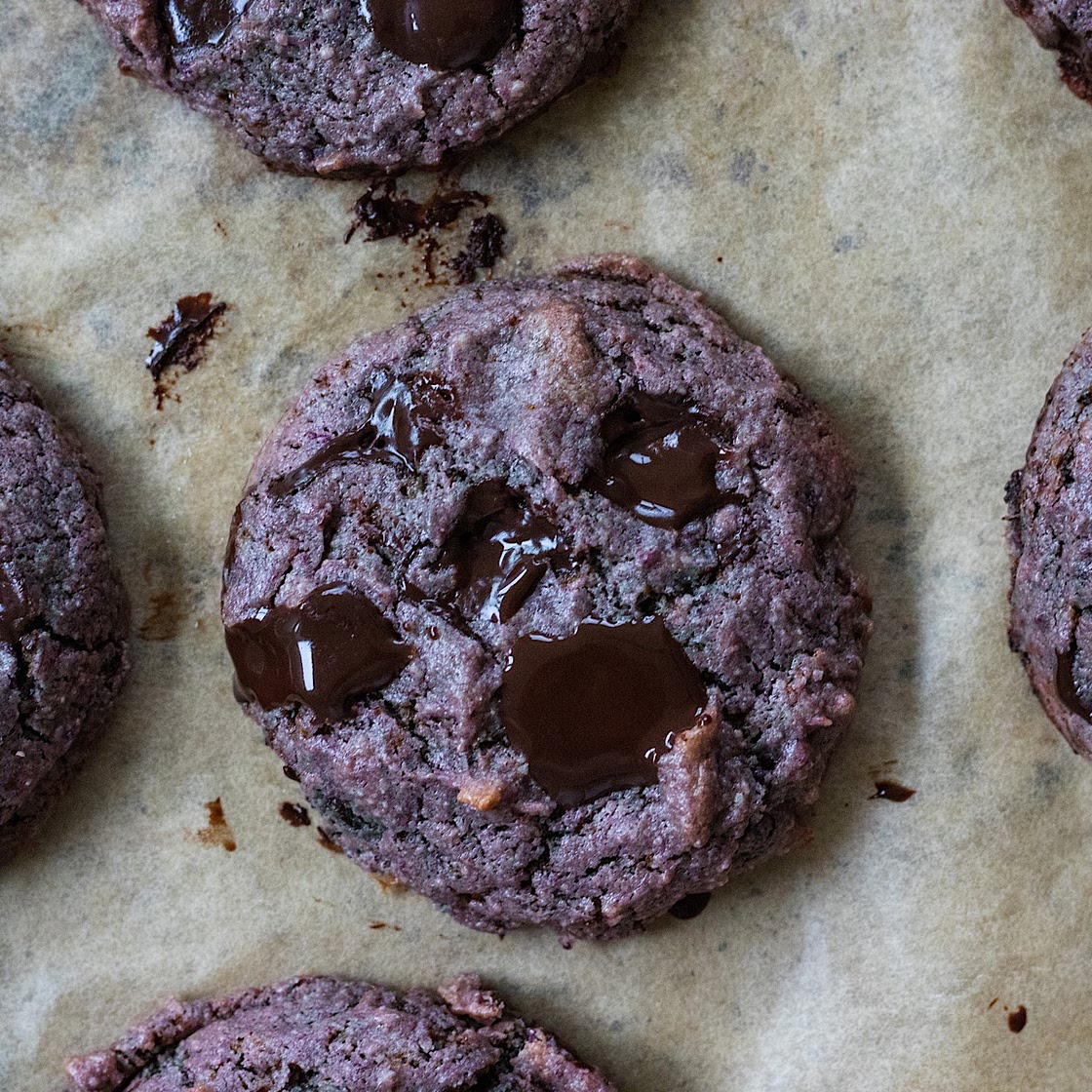 Purple Sweet Potato Cookies With Chocolate Chips (vegan)