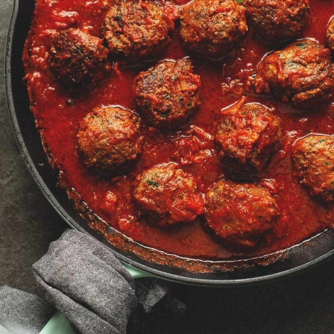 Keto Meatballs with Bacon Tomato Sauce