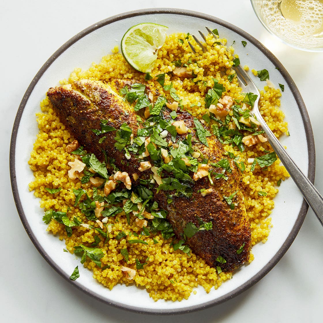 Sumac Baked Fish With Saffron Quinoa