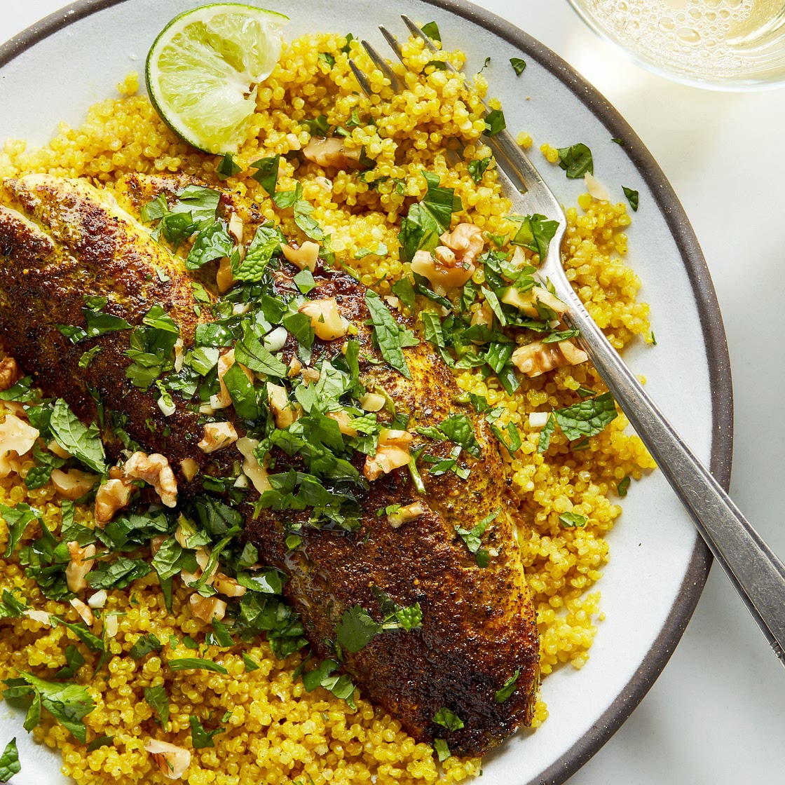Sumac Baked Fish With Saffron Quinoa