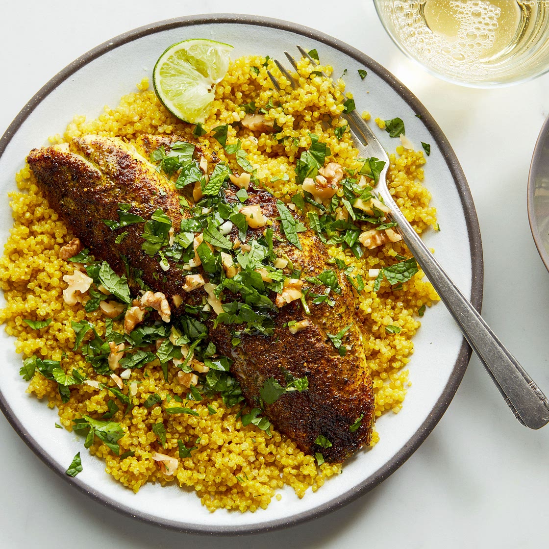 Sumac Baked Fish With Saffron Quinoa