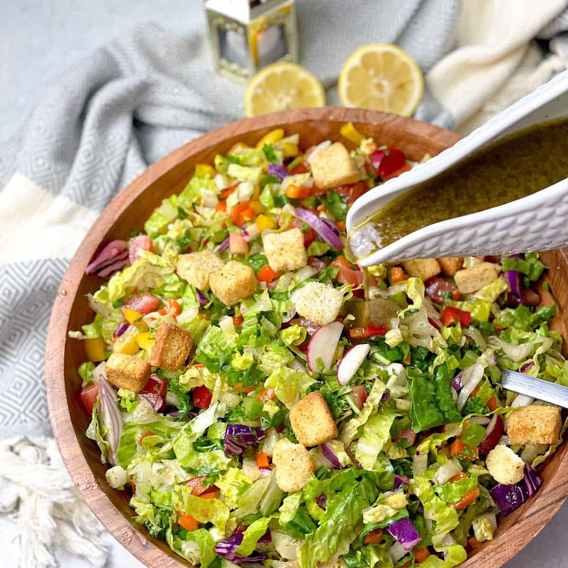 BEST Fattoush Salad with Dressing