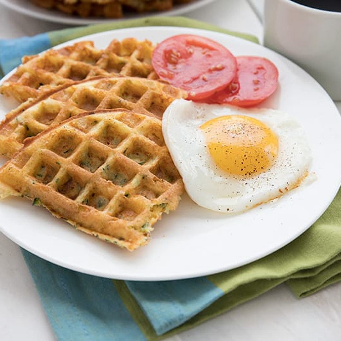 Keto Cheddar Zucchini Waffles