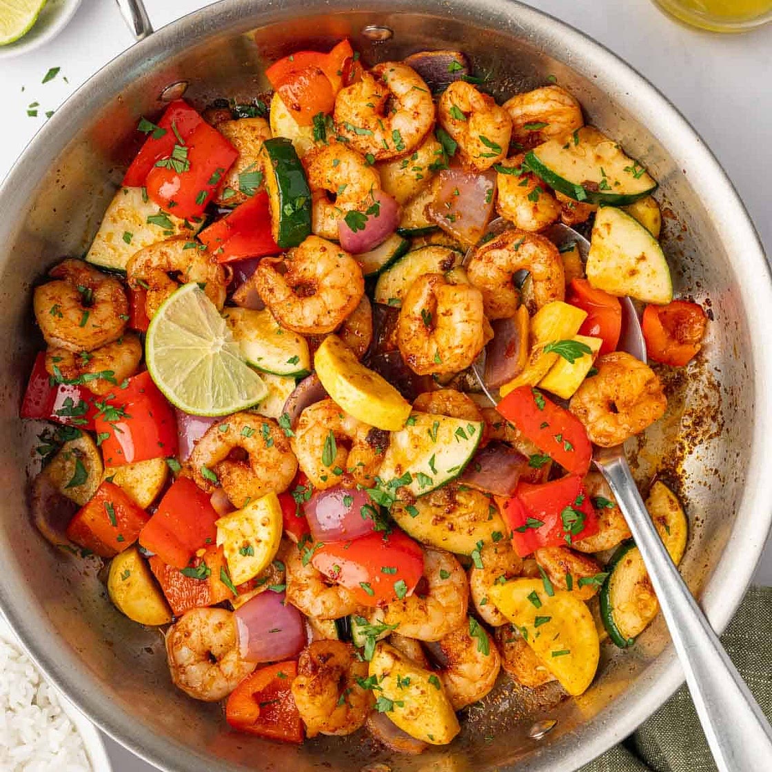 Shrimp and Vegetables Skillet