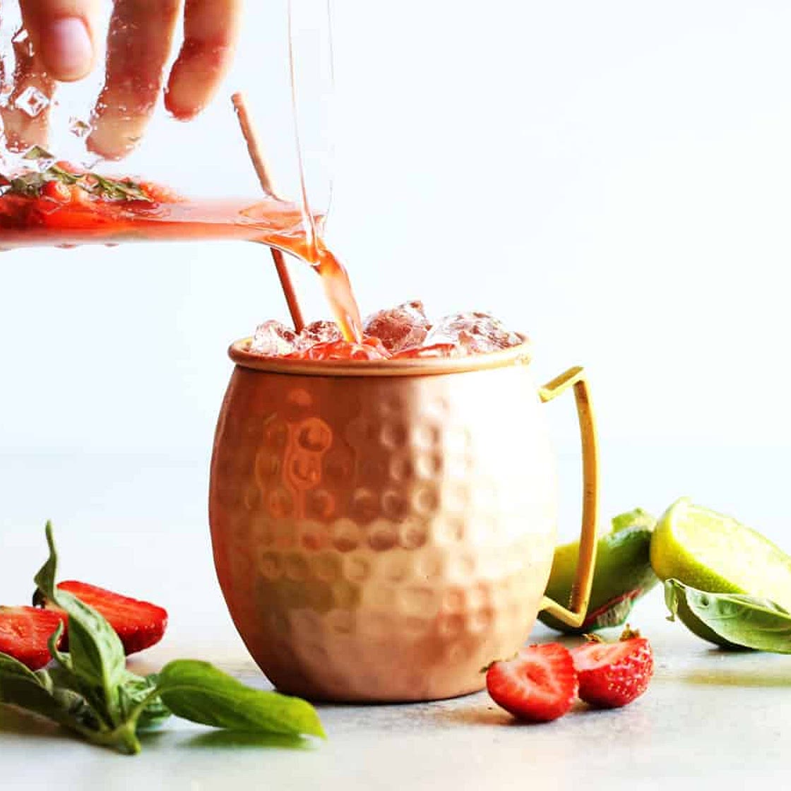 Strawberry Basil Moscow Mules
