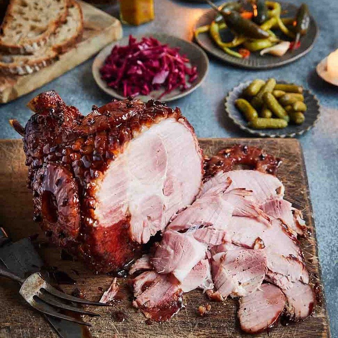 Mulled wine glazed ham