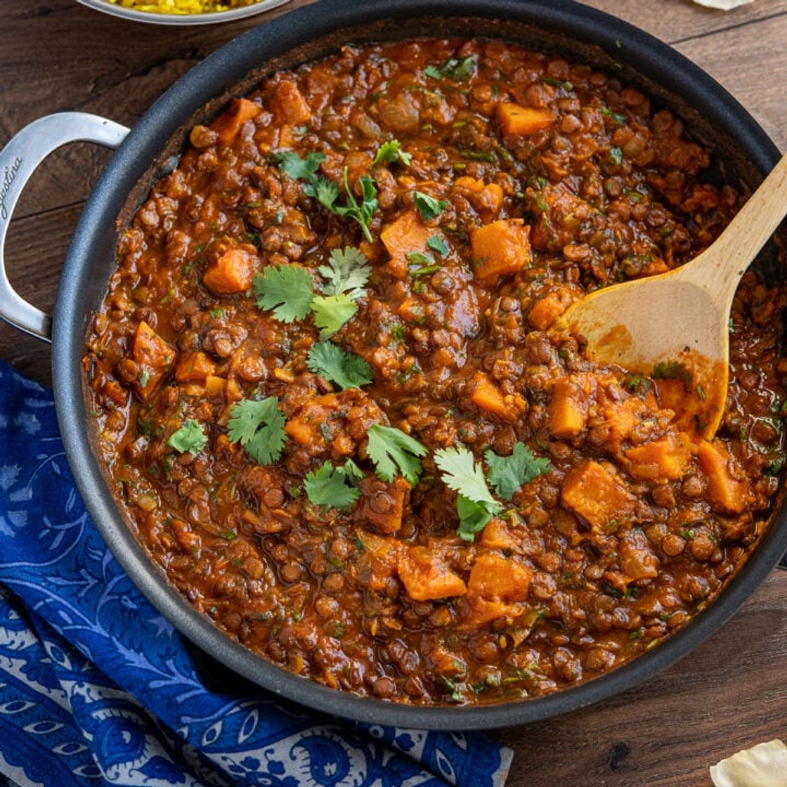 Roasted Butternut Squash and Lentil Curry