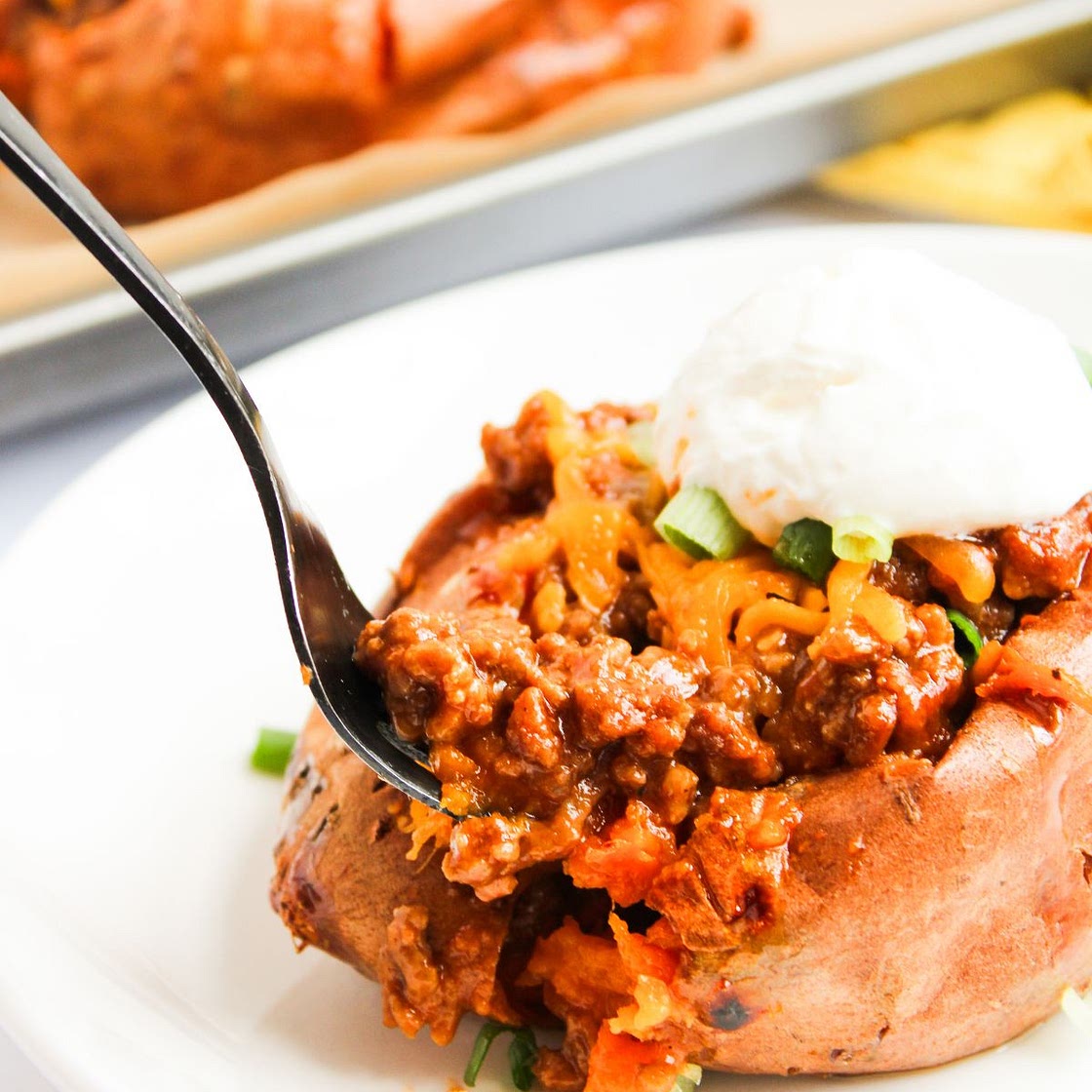 Sloppy Joe Stuffed Sweet Potatoes