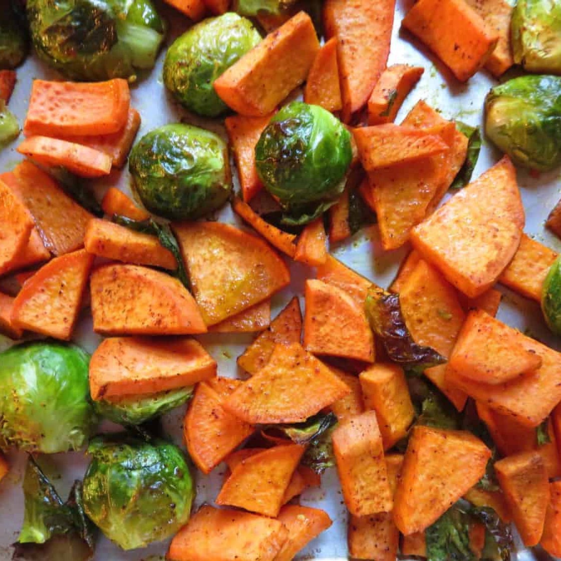 Roasted Sweet Potato and Brussels Sprouts