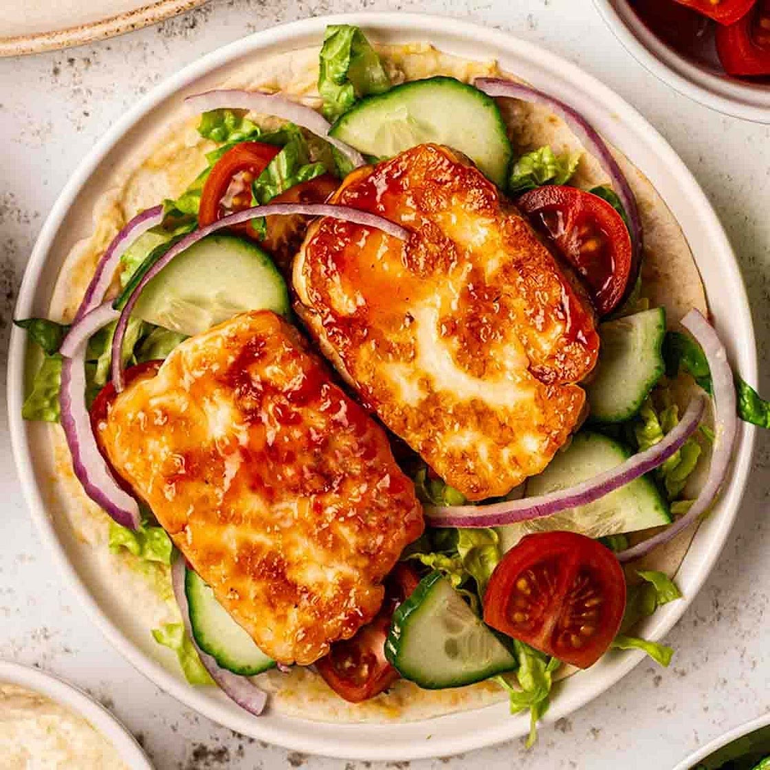 Halloumi Wraps {with Sticky Sauce}