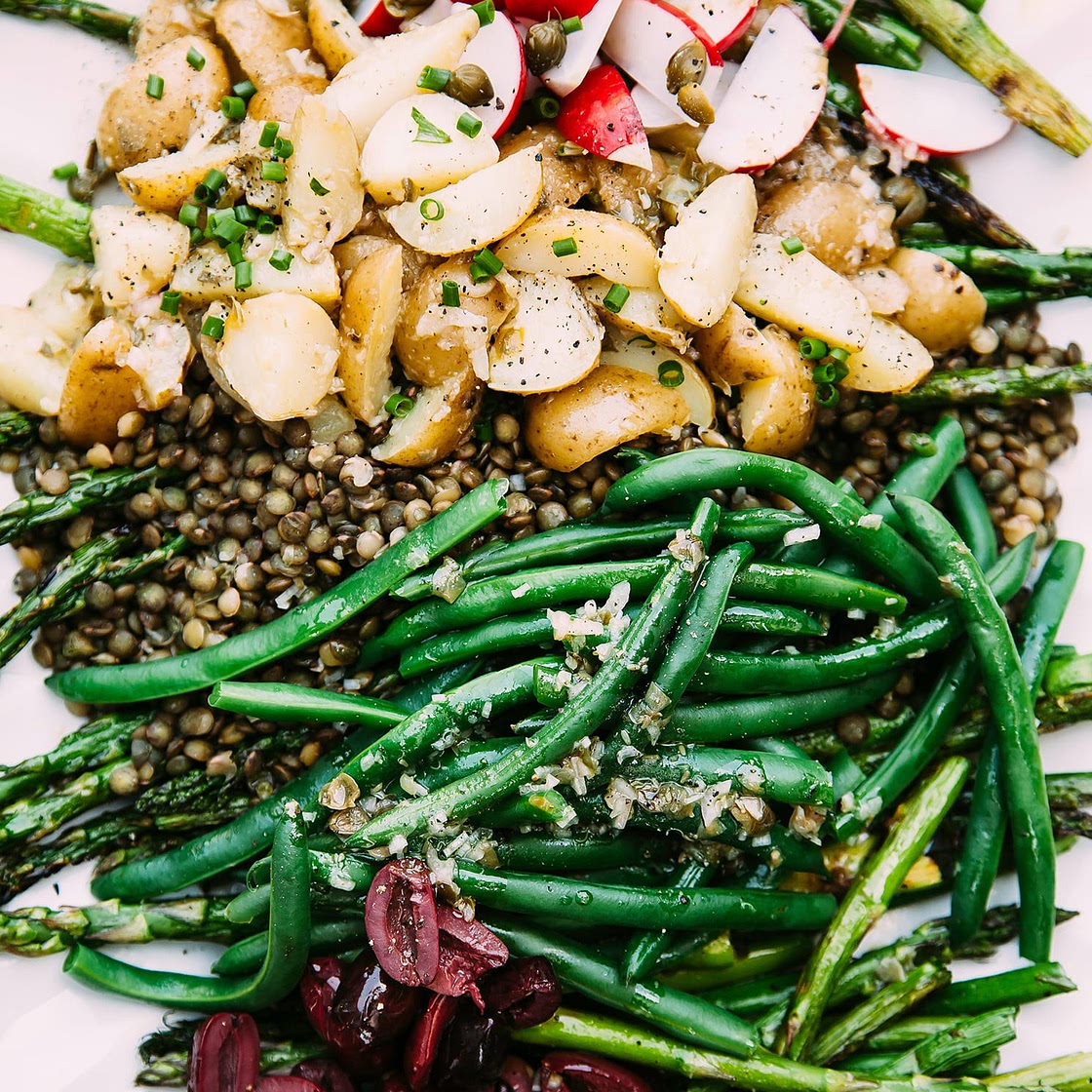 Grilled Asparagus & French Lentil Niçoise-Inspired Salad