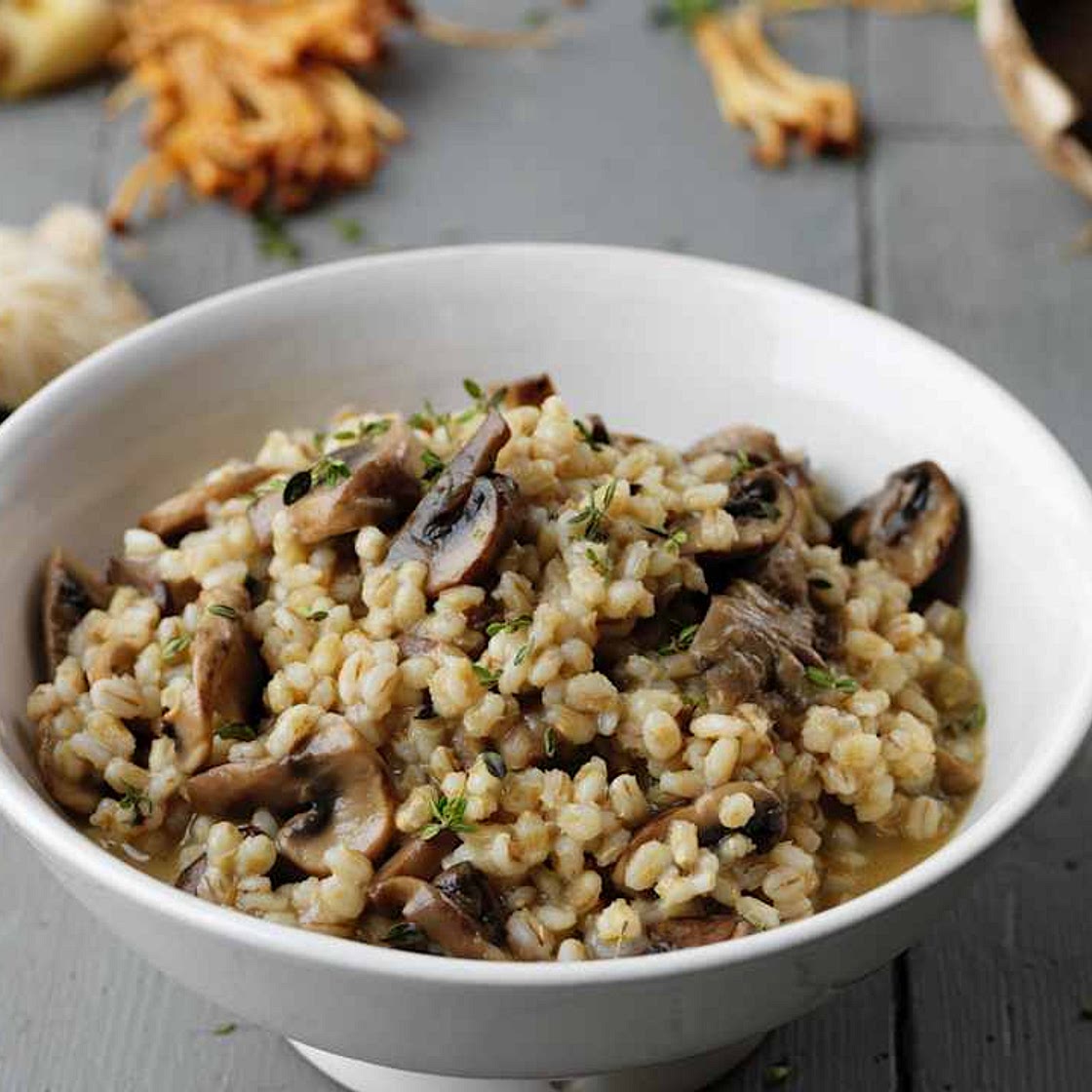 Risoto de cevadinha com cogumelos
