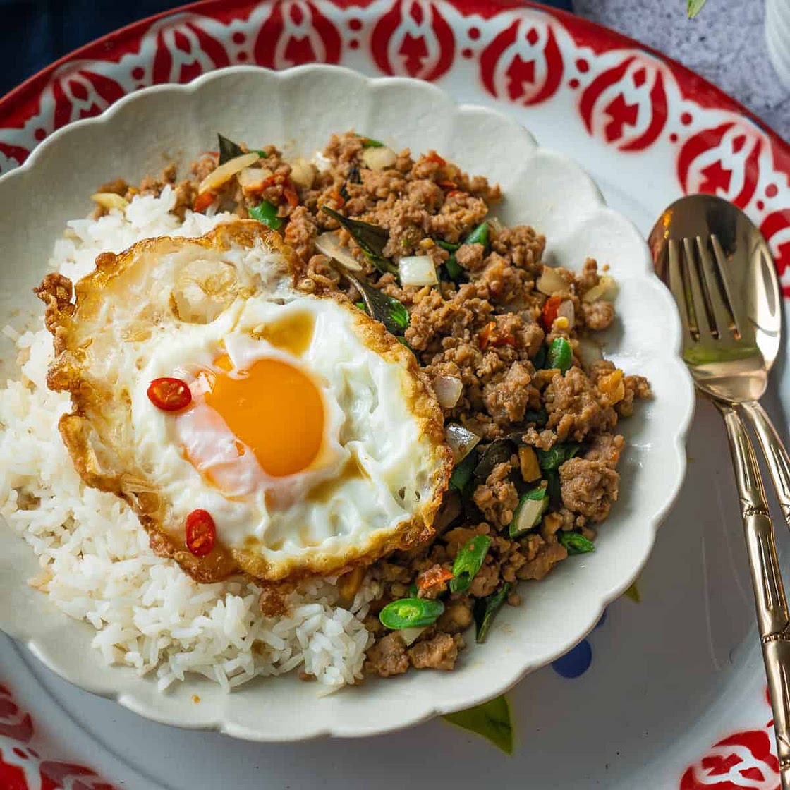Pad Kra Pao (Pad Gaprao) Chicken Stir-Fry with Holy Basil