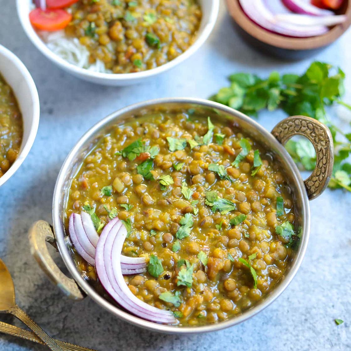 Whole Masoor Dal Recipe (Brown Lentils Curry)