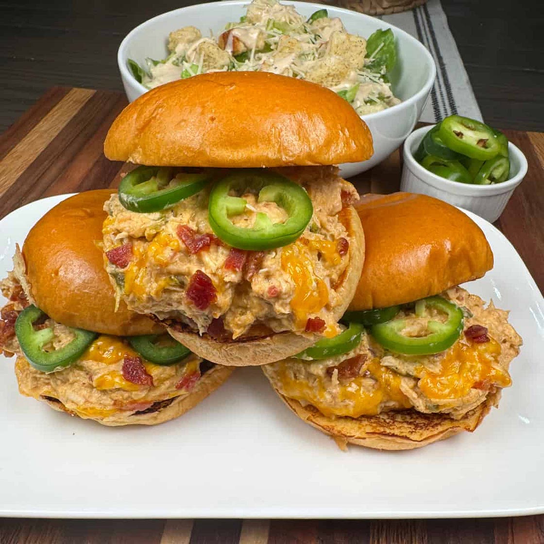 Crockpot Jalapeño Crack Chicken Sandwiches