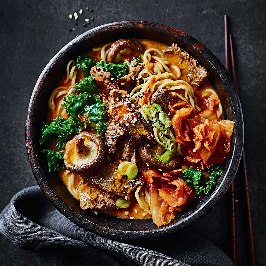 Korean-style beef noodle bowl