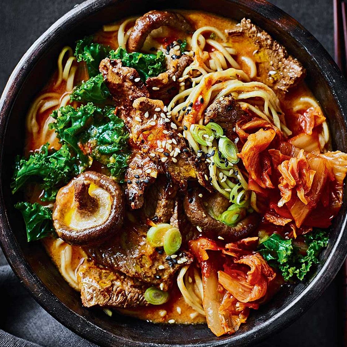 Korean-style beef noodle bowl