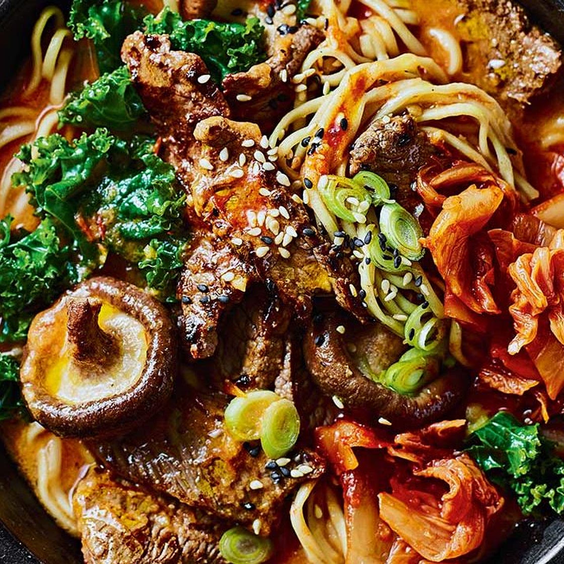 Korean-style beef noodle bowl